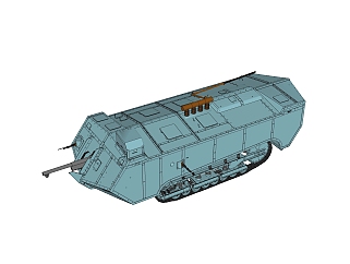 现代法国<em>圣</em>沙蒙坦克sketchup模型，坦克草图大师模型...