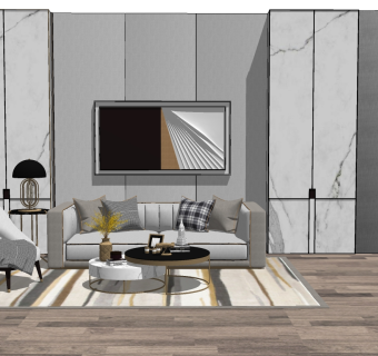 北欧休闲沙发草图大师模型，沙发skp模型下载