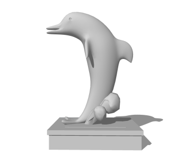 现代海豚雕塑小品草图大师模型，海豚雕塑小品sketchup模型免费下载