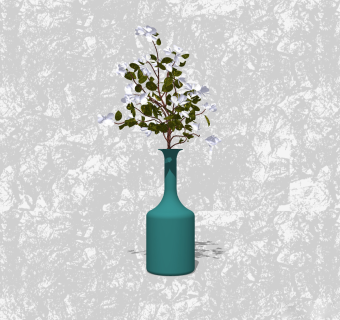 栀子花瓶插花su模型，花艺草图大师模型下载