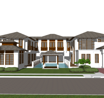 日式别墅外观草图大师模型，别墅外观sketchup模型免费下载