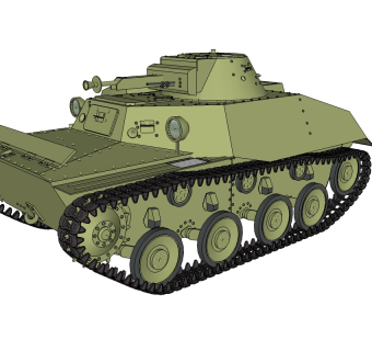 现代苏联T-40轻型水陆坦克SU模型，轻型水陆坦克sketchup模型下载