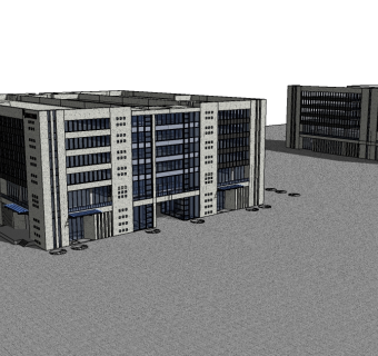 现代工业厂房skp文件下载，厂房草图大师模型