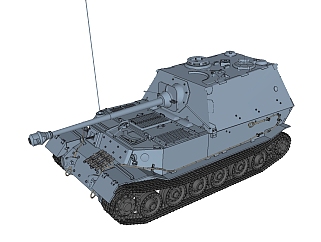德国Elefant象式坦克歼击车坦克草图大师模型，坦克SU模型下载