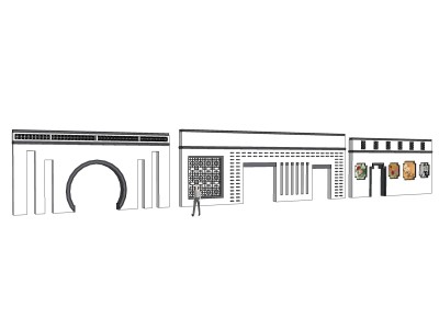 新中式景墙sketchup模型下载