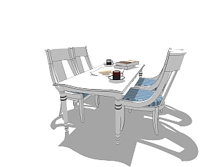 <em>美式</em>餐桌椅su模型，餐桌椅sketchup模型下载