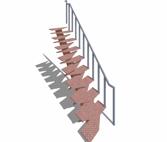 现代金属楼梯免费su模型，楼梯skb文件下载
