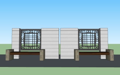 现代景墙草图大师模型skp模型，景墙sketchup模型skp文件分享