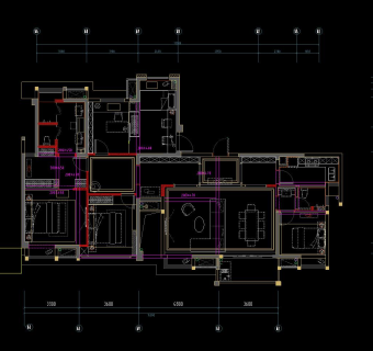 现代样板间CAD施工图，样板房室内设计施工图下载