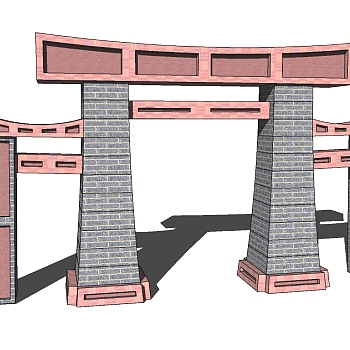 现代牌坊大门草图大师模型，牌坊skb模型分享