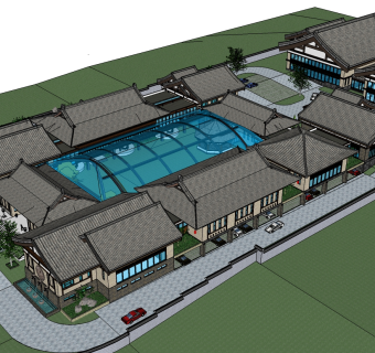 度假酒店草图大师模型下载、度假酒店su模型下载