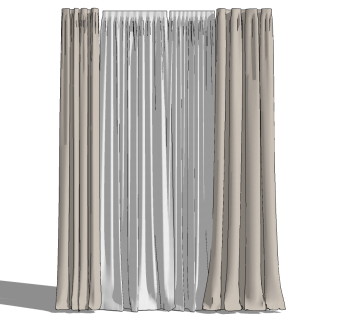 现代窗帘草图大师模型下载、现代窗帘su模型下载