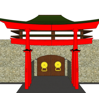 日式城门楼草图大师模型下载、城门楼su模型下载