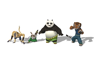 现代功夫熊猫玩具草图大师模型，玩具su模型下载