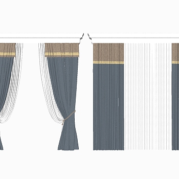 精品欧式窗帘草图大师模型集下载