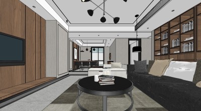 港式现代套住宅草图大师模型，港式现代套住宅sketchup模型下载