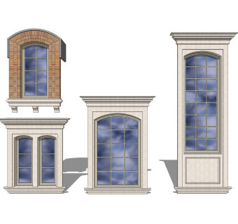欧式窗草图大师模型,欧式窗SU模型下载