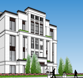 新古典独栋别墅su模型下载,sketchup别墅草图大师模型