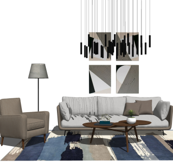 北欧沙发组合免费草图大师模型，沙发组合skp模型下载