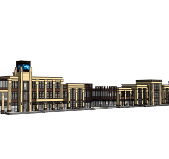 现代商业街草图大师模型，商业综合体sketchup模型免费下载