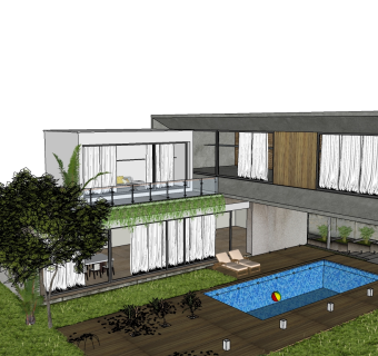 现代风格别墅su模型，别墅sketchup模型下载