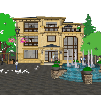 欧式别墅su模型，别墅sketchup模型下载