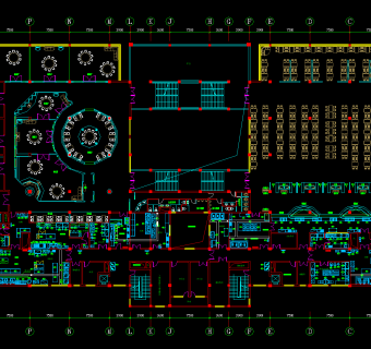大学生餐厅装修施工图，餐厅CAD布置图