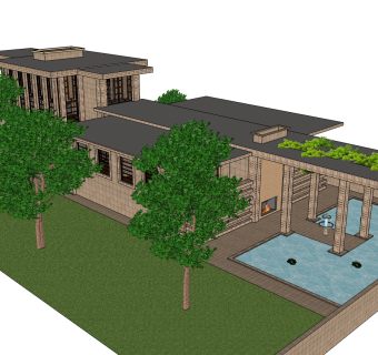 弗兰克·劳埃德·赖特 某住宅草图大师模型下载