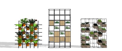 现代花架装饰架组合su模型，花架装饰架草图大师模型下载