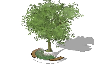 现代<em>圆形</em>树池sketchup模型下载，树池坐椅草图大师模型