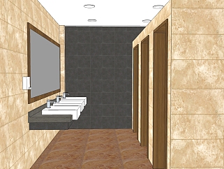 现代公共厕所SU模型免费下载，公共厕所skp文件下载