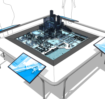 现代售楼处沙盘草图大师模型，售楼部沙盘建筑sketchup模型免费下载
