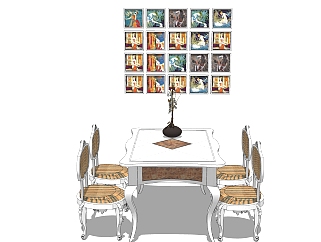 <em>欧式餐桌</em>椅草图大师模型，餐桌椅skb文件下载