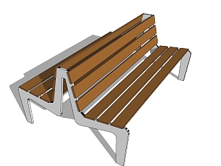 <em>公园椅</em>草图大师模型分享，条形座椅skp文件下载