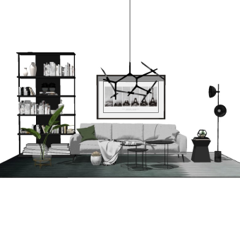 现代北欧布艺沙发草图大师模型，沙发su模型下载