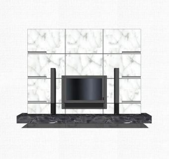 现代简约电视柜草图大师模型，电视柜SKP模型下载