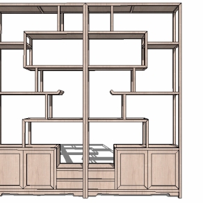 中式博古架家具模型草图大师，博古架sketchup模型下载