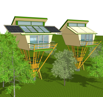 现代观景台草图大师模型，观景台sketchup模型下载