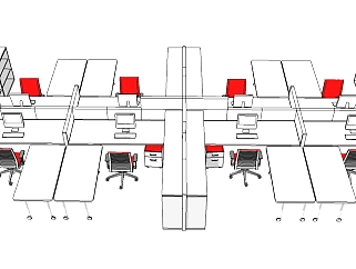 现代办公桌sketchup模型，办公桌草图大师模型下载