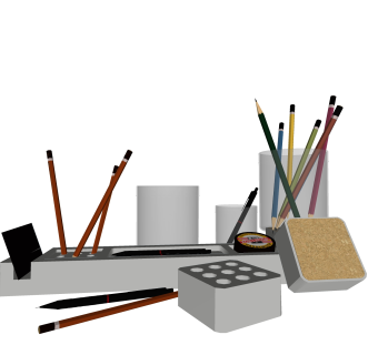 笔筒铅笔摆件草图大师模型,现代装饰品su模型下载