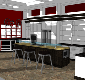 现代瓷砖草图大师模型，双人床SKP模型下载