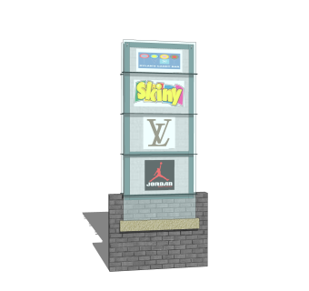 现代指示牌sketchup模型，指示牌草图大师模型下载