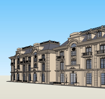 法式独栋别墅su模型免费下载，别墅sketchup模型分享