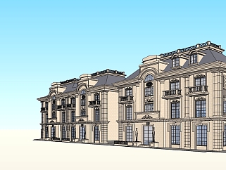 法式独栋别墅su模型免费下载，别墅sketchup模型分享