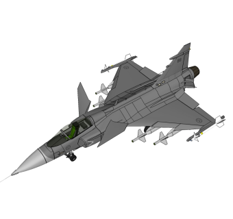 瑞典萨博JAS-39鹰狮战斗机草图大师模型，战斗机SU模型下载