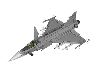 <em>瑞典</em>萨博JAS-39鹰狮战斗机草图大师模型，战斗机SU模型...