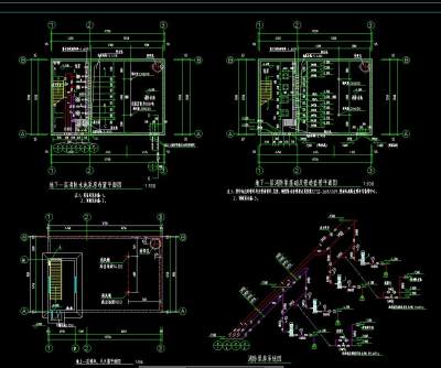 消防水池泵房给排水设计图CAD图纸
