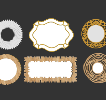 现代金属装饰镜子草图大师模型，装饰镜sketchup模型skp文件下载