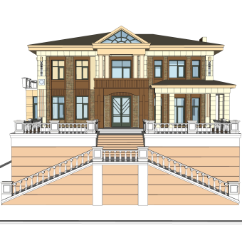 欧式独栋别墅su模型下载，别墅sketchup模型分享
