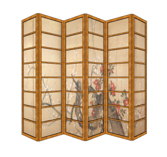 日式屏风草图大师模型，屏风sketchup模型下载
